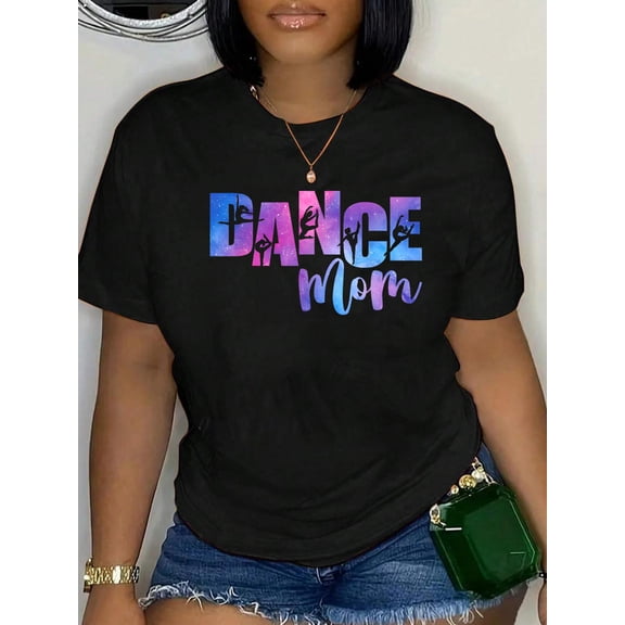 Cute Tie Dye Dance Mom Mother's Day Dancing Gymnastics T-Shirt Graphic Tee summer Tops For Women Round Neck Fashion Cotton shirts