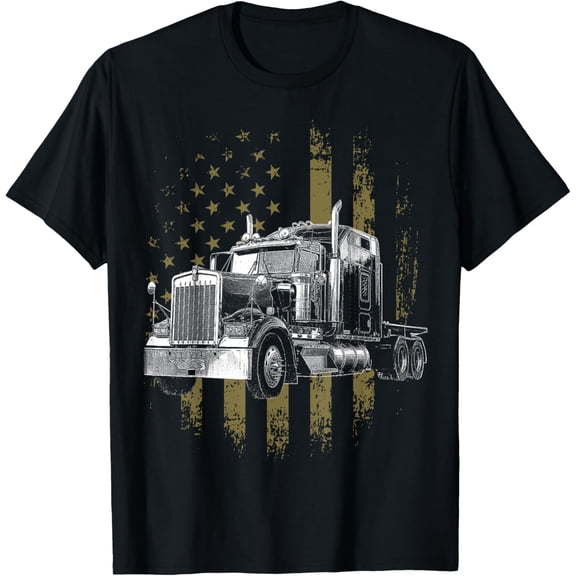 Playful Comfort Tee - Trucker American Flag Big Rig Semi-Trailer Truck Driver Gift T-Shirt