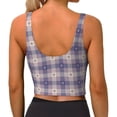 thumbnail image 4 of Picia Purple Floral Gingham Check Plaid Sports Bra for Women,Padded Strappy Sports Bras Medium Support Yoga Bra with Removable Cups,Running Yoga Bra-, 4 of 9