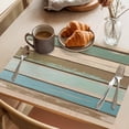 thumbnail image 3 of Green Blue Brown Farmhouse Placemats Set of 2, Vintage Wood Washable Wipeable Table Mats for Dining Tables, Indoor Outdoor Kitchen Place Mats for Holiday Party Table Decor, 3 of 9