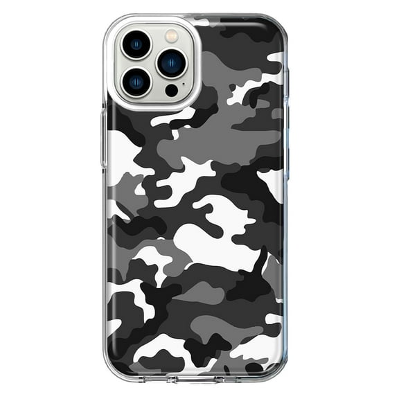 Mundaze - Case for Apple iPhone 11 Pro Slim Shockproof Hard Shell Soft TPU Heavy Duty Protective Phone Cover - Black Grey Camo