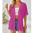 thumbnail image 1 of Jsaierl Womens Solid Color Open Front Cardigans Half Sleeve Side Split Tops Classic Loose Lightweight Tees, 1 of 6