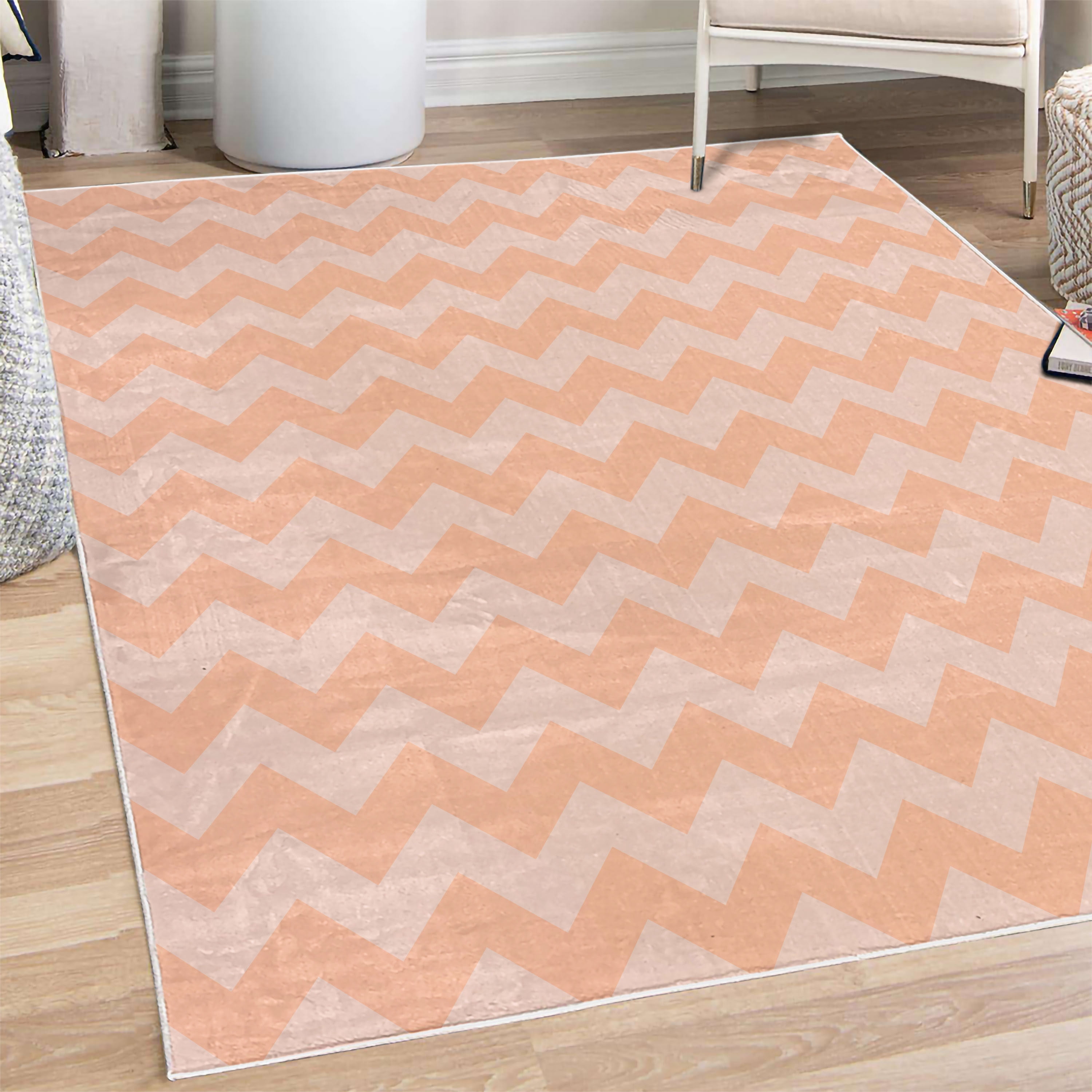 Horizontal Shape Rug Chevron Decorative Rug, Abstract Geometric Horizontal Repeated Zigzag ...