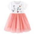 thumbnail image 5 of HAOTAGS Girls Summer Dresses,Stripe Ruffled Sleeve Color-Blocked Breathable Casusal Skater Dress Pink 7-8, 5 of 8