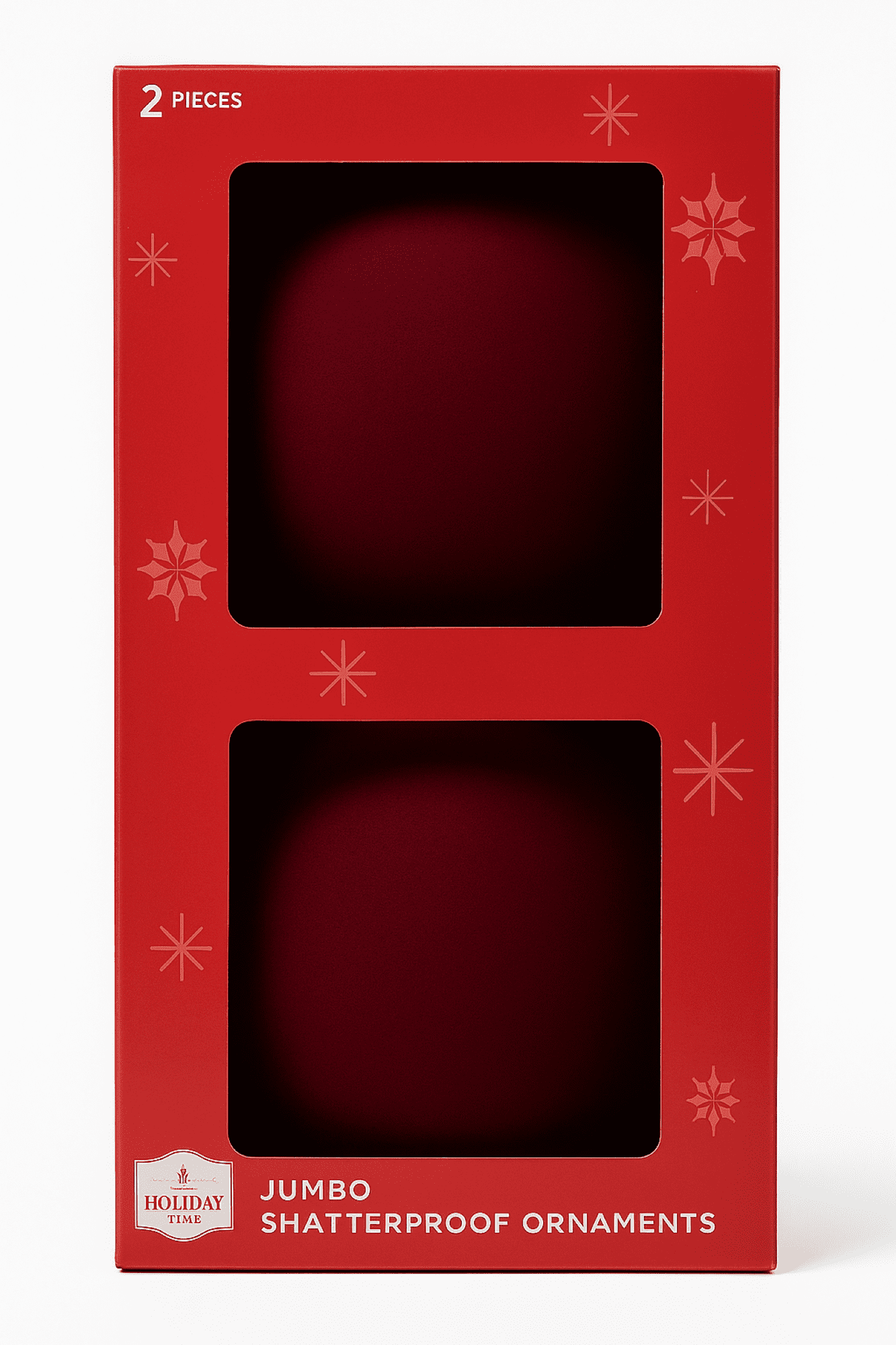 2 Count Velvet-Feel Burgundy Jumbo Shatterproof Christmas Ornaments, by Holiday Time