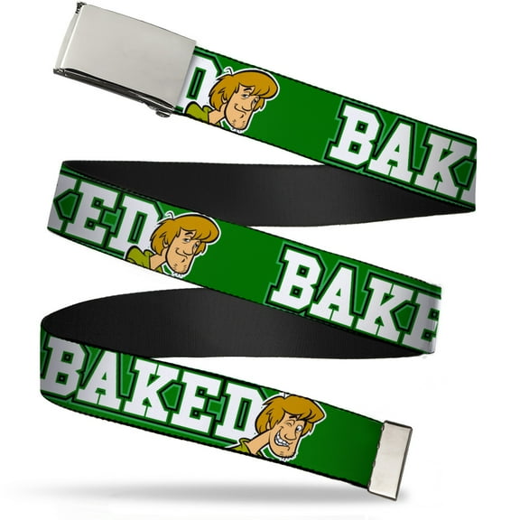 Adjustable Belt, Clamp Buckle, Cut-to-Fit, Shaggy Poses Baked Green White