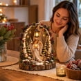 thumbnail image 5 of Angel and Bunny Winter Table Centerpiece Birch Arch Desktop Figurine Lighted Hanging Lantern Pinecone Berry Christmas Decor, 5 of 8