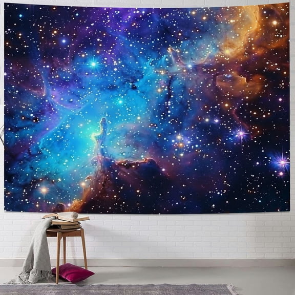 PRATYUS Galaxy Tapestry for Bedroom Aesthetic Space Blue Night Starry Sky Stars Universe Tapestry Mysterious Nebula Wall Hanging Backdrop Room Decor for Bedroom Living Room 40x30inch