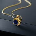 thumbnail image 4 of Gem Stone King 2.67 Ct Cushion Blue Created Sapphire 18K Yellow Gold Plated Silver Pendant, 4 of 4