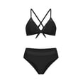 thumbnail image 6 of ClodeEU Women's Halter Neck Bikini Set with Bow ,Comfortable Two Piece Swimsuit Black,Womens Plus XL, 6 of 6