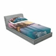 thumbnail image 3 of Ambesonne Nautical Fitted Sheet & Pillow Sham Set, Tranquil Serene View, Full, Pink Blue, 3 of 3