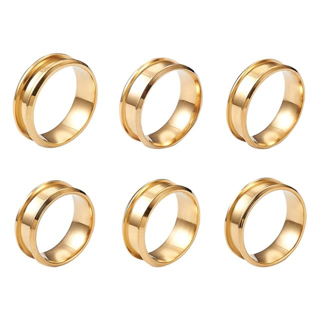 6 piezas joyería que hace anillos de dedo acanalados anillos de acero inoxidable núcleo en blanco