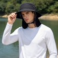thumbnail image 2 of XIAOCHA Mens Solid Boonie Hat Neck‑Flap Bucket Hat Hiking Headwear,Black, 2 of 4