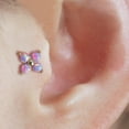 thumbnail image 5 of Four Leaf Clover Purple Opal Flat Back Piercing Earring, 5 of 11