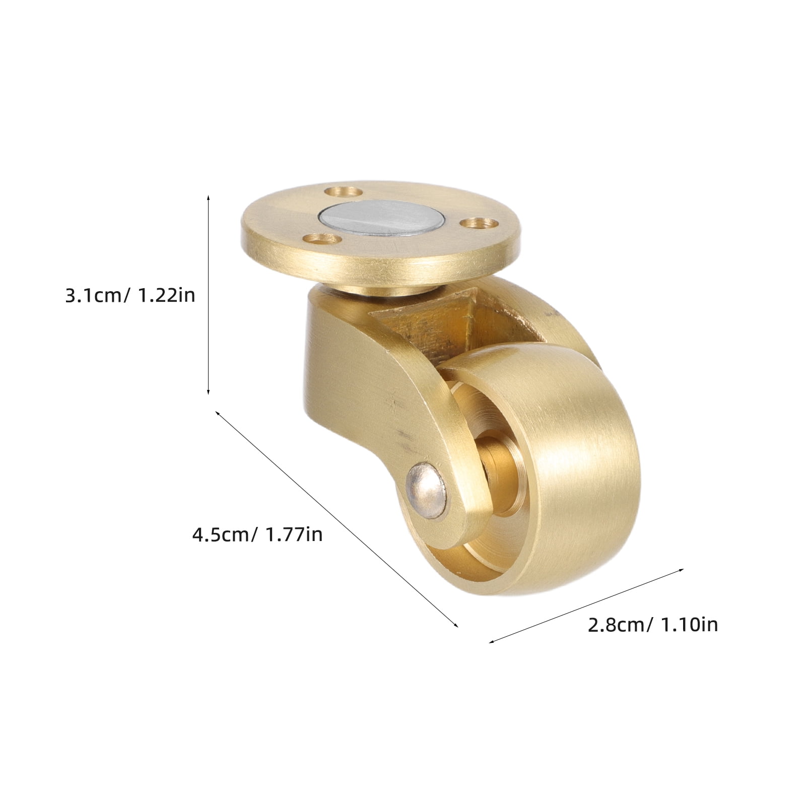 LOLIPPYY 2-Pack Metal Brass Swivel Caster Wheels Replacement for Office Chairs, Furniture, and Trolleys Smooth Rolling