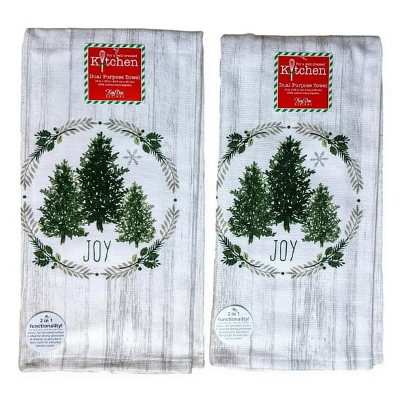 Set of 2 EVERGREEN WISHES Christmas Tree Terry Kitchen Towels by Kay Dee Designs