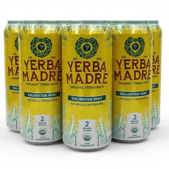 Guayaki Yerba Mate Enlightened Mint Low Sugar Energy Drink – 6 Pack