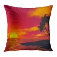 thumbnail image 1 of BOSDECO Taie d'Oreiller Coucher de Soleil Orange Palmier et Océan Scène Rendue en 3D Plages Rouges Couleur Côtière des Caraïbes Housse de Coussin 16x16 Pouces, 1 of 1