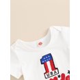 thumbnail image 4 of Suealasg Baby Girls 4th of July Outfits Short Sleeve Letter Embroidery Romper Tops Star Stripe Print Shorts Set 2pcs Newborn Summer Independence Day Clothes, 4 of 8
