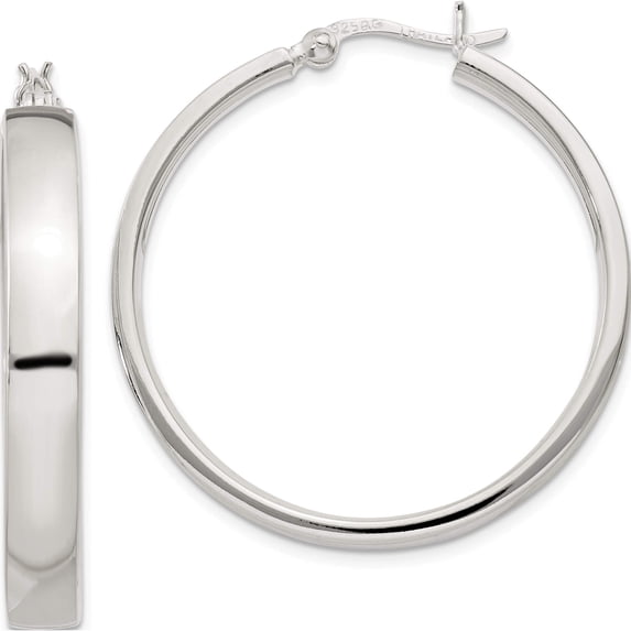 Sterling Silver 5X31mm Hoop Earrings (32 X 31) Made In Thailand qe3688