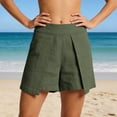 thumbnail image 5 of ClodeEU Women's Spring Summer Cotton Linen Shorts, High Waisted A Line Wide Leg Shorts, Loose Casual Plus Size Shorts for Women Army Green,Women's Plus XL, 5 of 6
