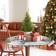 thumbnail image 4 of Snowman Xmas Tree Ball Elk Buffalo Plaid Fitted Round Tablecloths Table Covers 36"-44",Waterproof Table Cloth for Kitchen Holiday Party Tables Decor, 4 of 9