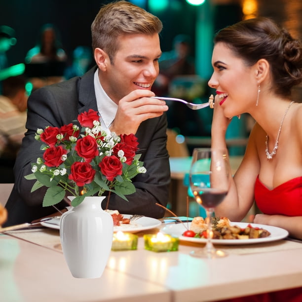 Decoraciones para San Valentín, adornos para San Valentín, regalos para San Valentín, flores de imitación, mini rosas, ramo de novia para boda, arreglo floral para sala de estar, rosa decorativa con d