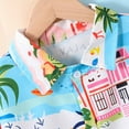 thumbnail image 4 of Baby Swimsuit Kids Boys Short Sleeve Beach Shirt and Swim Trunks Set Boys Bathing Suit Blue 3-4 Years, 4 of 7