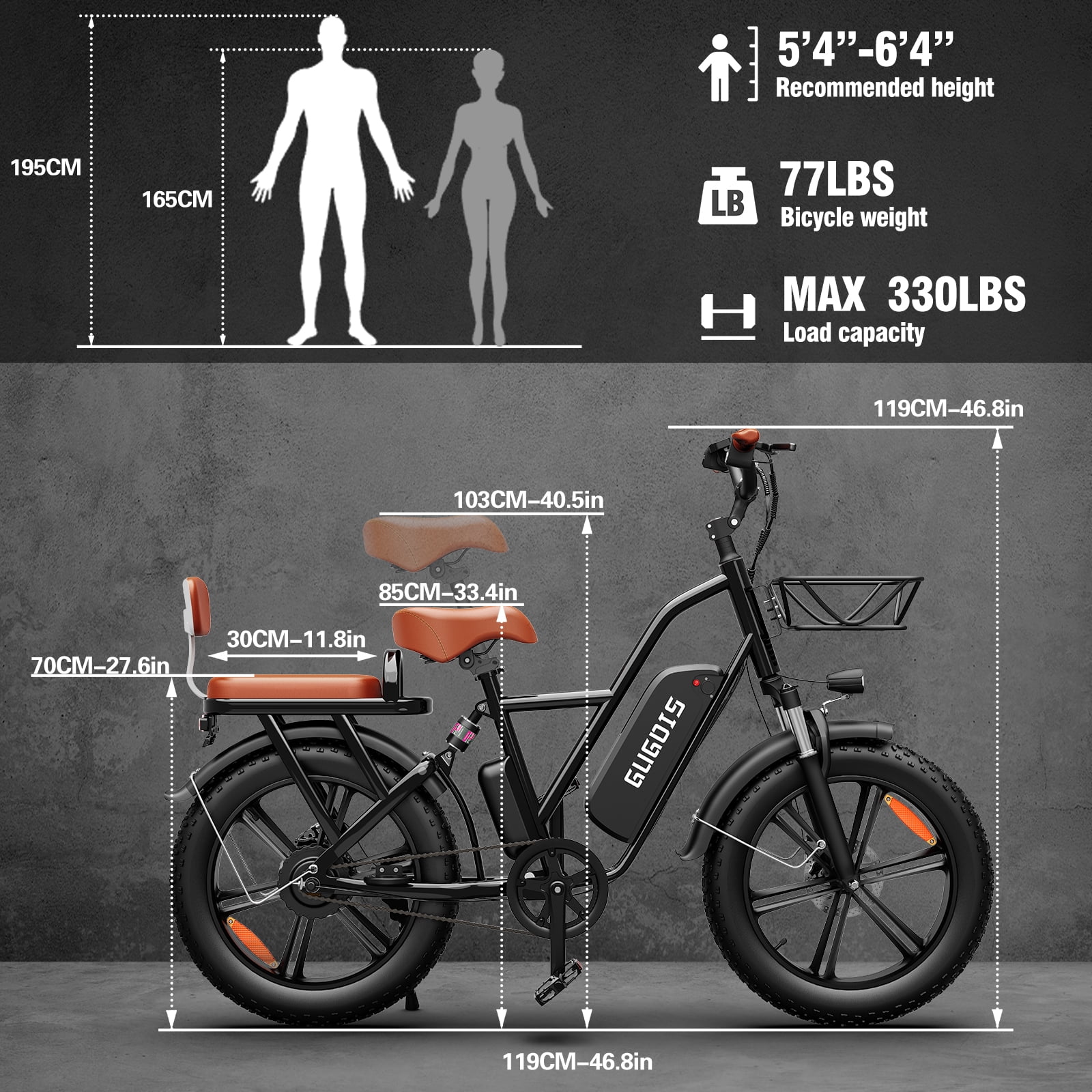 20" Fat Tire Electric Mountain Bicycle for Adults - 1000W Peak Motor, 48V Large Removable Battery, Up to 30MPH Top Speed & 50 Miles Range, All-Terrain E-Bike for Commute