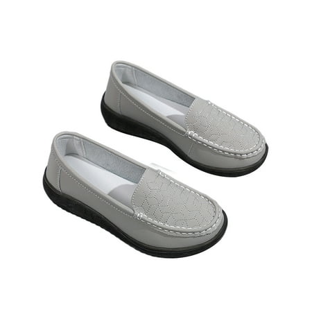 

Ymiytan Womens Comfortable Flats Driving Anti-Slip Round Toe Moccasins Walking Lightweight Loafers Gray 6.5