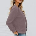 thumbnail image 3 of GrmtClth Fleece Jacket Women Casual Zip Up Fleece Sherpa Bomber Jacket Soft Comfy Long Sleeve Thermal Autumn Winter Coats Light Purple S, 3 of 7
