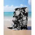 thumbnail image 4 of Black Rose Beach Towels Oversized Super Absorbent, Vintage Pastoral Botanical Floral Leaves Vines Lightweight Bath Towel Quick Dry Sets For Bathroom/Pool/Rv Camping/Beach Play/Gym Room/Picnic 35"x70", 4 of 8
