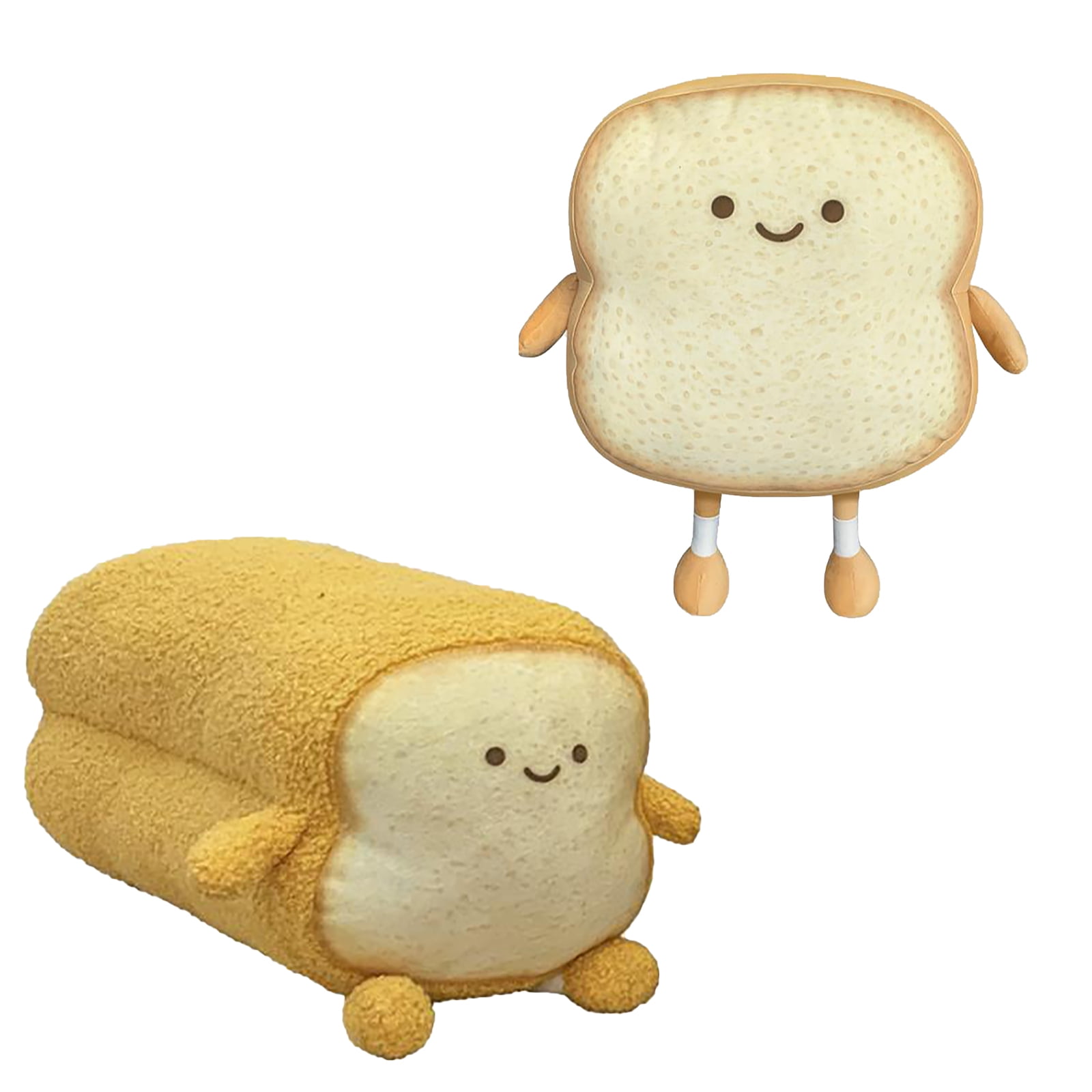 lumogeva Toast Bread Pillow Cushion with Cute Expression, Kawaii