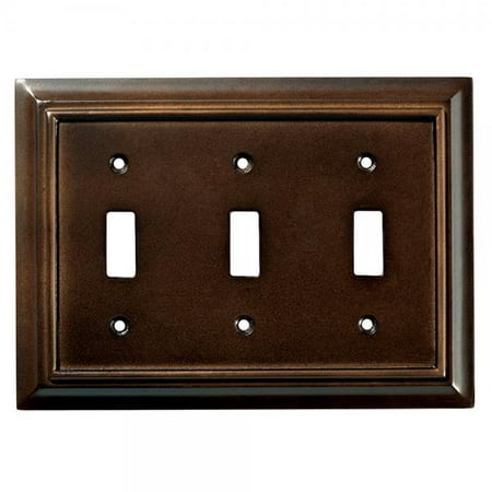 BRAINERD 126344 Wood Architectural Triple Toggle Switch Wall Plate / Switch Plate / Cover, Espresso