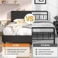 thumbnail image 3 of VECELO Queen Size Bed Frame with Charging Station, Upholstered Platform Bed Frame with Wingback Headboard, No Box Spring Needed, Gray, 3 of 10