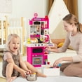 thumbnail image 4 of Costway Kids Kitchen Playset with Realistic Sounds Lights Play Sink 95 PCS Accessories Pink, 4 of 10