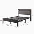thumbnail image 3 of Tcbosik Full Size Platform Bed with Charging Station, Metal Bed Frame, Upholstered Headboard with Storage Shelf, No Box Spring Needed, Black, 3 of 8