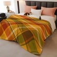 thumbnail image 2 of Orange Checked Fleece Throw Blanket for Couch, Green Thanksgiving Buffalo Plaid Microfiber Flannel Blanket for All Season, Lightweight Soft Throw Blankets for Gifts, Home Decor, 32"x47", 2 of 8