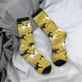 thumbnail image 5 of Gukieu Horsemen In Horseraces Print Contrast Color Mid-calf Socks, Sweat-wicking Athletic Socks, Unisex Clothing Accessories, 5 of 6