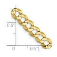 thumbnail image 4 of Auriga 14K Yellow Gold 5.9mm Lightweight Flat Cuban Chain Bracelet 7 inch for Women, 4 of 6