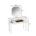 thumbnail image 2 of AENKYO Distressed White Vanity Desk with Octagon Mirror & Drawers - Vintage Makeup Dressing Table for Bedroom, 2 of 10