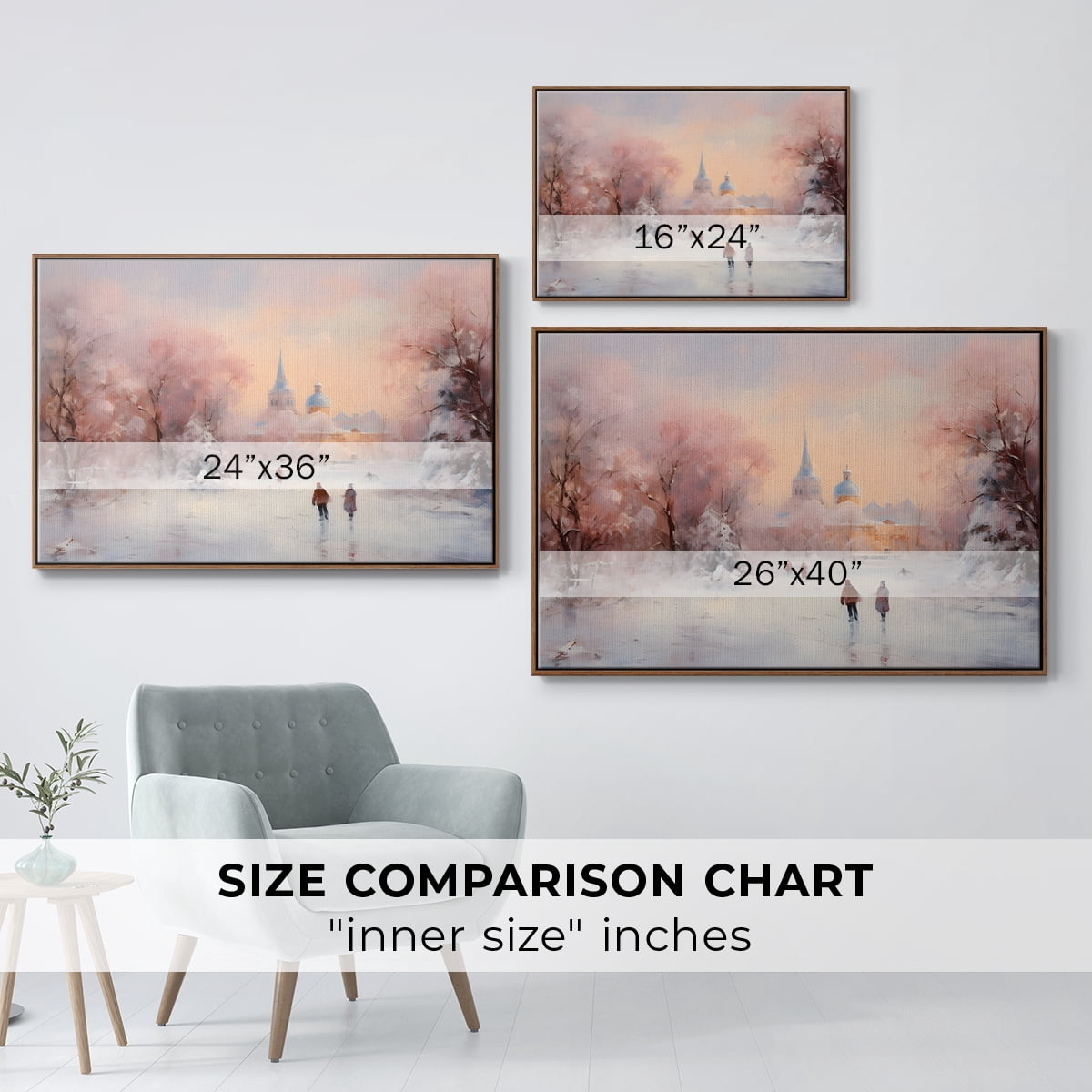 Vintage Landscape-CXCVII By Wexford Home Framed in Walnut Wood Gallery Wrapped Canvas 25 in. x 37 in.