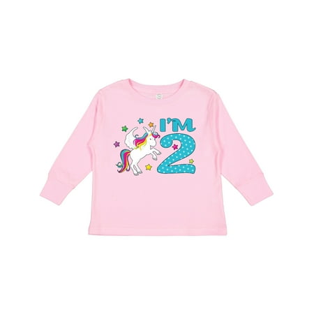 

Inktastic I m Two- Unicorn Second Birthday Gift Toddler Boy or Toddler Girl Long Sleeve T-Shirt