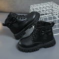 thumbnail image 4 of Girls Winter Combat Boots Cute Bowknot Side Zipper Lace up Non Slip Ankle Booties Fashion Lug Sole Fall Short Boots Black 9.5 Toddler, 4 of 6