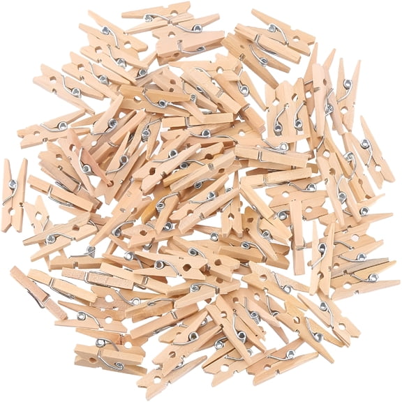 XIBUFE Sturdy 1 Inch Mini Wooden Craft Clothespins 100pcs mini clothespins for photos clothes pins wooden