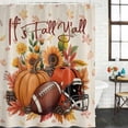 thumbnail image 2 of Pumpkin Football Fall Shower Curtain, Waterproof Shower Curtains for Bathroom, Thanksgiving Sunflower Maple Beige Washable Fabric Bathtub Curtain Set Bath Decor with 12 Hooks Stall 36"x72", 2 of 8