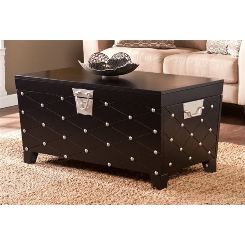 Bowery Hill Nailhead Trunk Coffee Table In Black And Silver