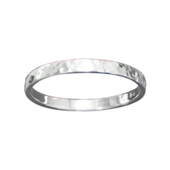 Hammered Sterling Silver Band Ring Polished 1.7mm Wide Stackable