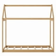 thumbnail image 4 of Bellemave Twin Floor Bed, Wood Montessori House Bed with Rails, Twin Size Bed Frame with Roof, No Box Spring Needed (Natural), 4 of 8