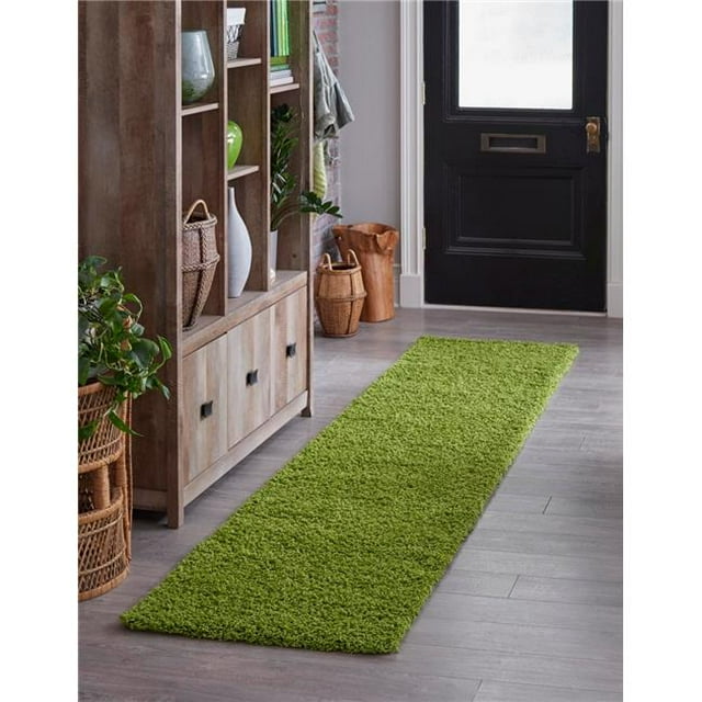Unique Loom 3140784 2 Pi 6 Po x 16 Pi 5 Po Tapis Solide Shag Runner&44; Herbe Verte